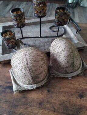 Like New Victoria's Secret Swiss Dot Olive Green Sexy 34DDD Padded Underwire bra